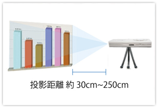 投影距離約30～250ｃｍ